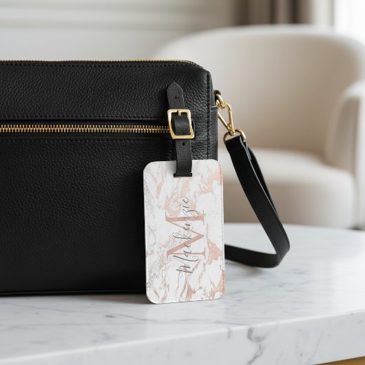 バラエレガントゴールドフォイル |白大理石 |モノグラム ラゲッジタグ