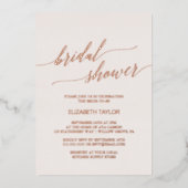 バラエレガントゴールドフォイル |赤面ピンクブライダルシャワー 箔招待状 (正面)