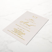 バラエレガントゴールドフォイル | 赤面モノグラ結婚ム病 箔招待状 (回転した状態)