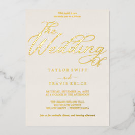 バラエレガントゴールドフォイル | 赤面結婚の 箔招待状