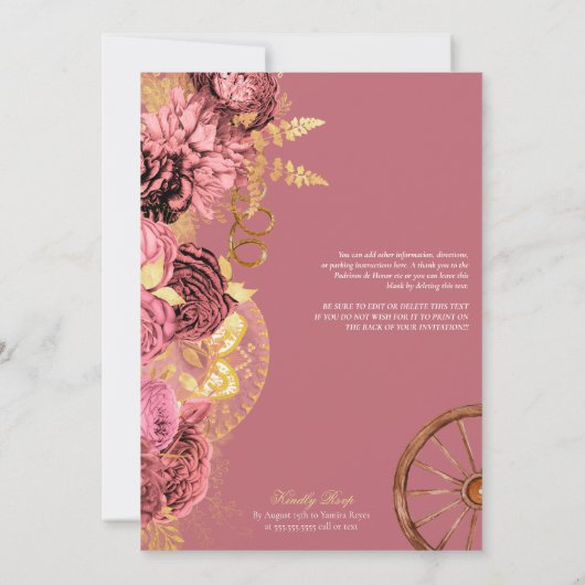 バラエレガントズダスティピンクチャロキンセアニェラ 招待状 (裏面)