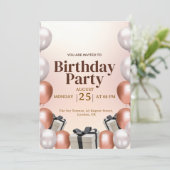 バラエレガントバルーン誕生日パーティーへの招待 招待状 (スタンド正面)