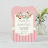 バラエレガントバースデーパーティーティーパーティー水色 招待状 (スタンド正面)