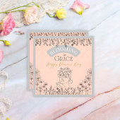 バラエレガントピンクの優雅な髪で咲く女性 ノートカード