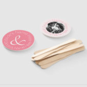 バラエレガントピンクの花嫁と花婿の写真結婚 ハンドファン (組立なし)