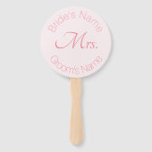 バラエレガントピンクの花嫁と花婿ミセス結婚ズ ハンドファン (裏面)