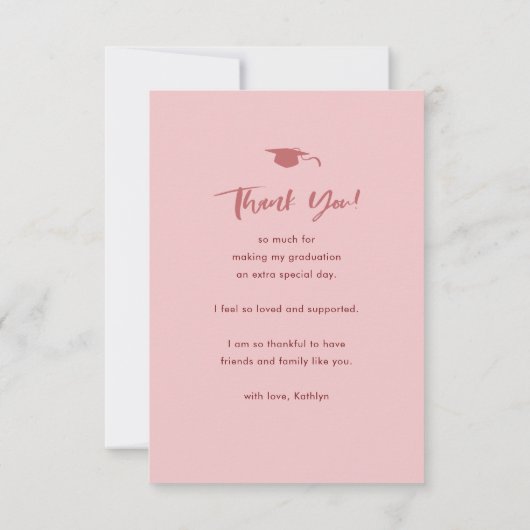 バラエレガントピンクアーチ4写真卒業 サンキューカード (裏面)
