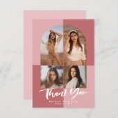 バラエレガントピンクアーチ4写真卒業 サンキューカード (正面/裏面)