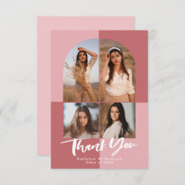 バラエレガントピンクアーチ4写真卒業 サンキューカード