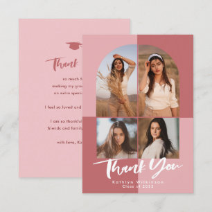 バラエレガントピンクアーチ4写真卒業 サンキューカード