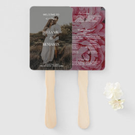 バラエレガントピンクロマンチックフローラ結婚式 プログラム ハンドファン