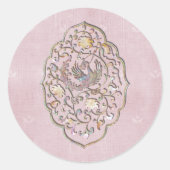 バラエレガントピンクヴィンテージウェディング封筒用シール ラウンドシール (正面)