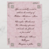 バラエレガントピンクヴィンテージウェディング招待状 招待状 (正面/裏面)