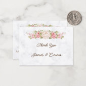バラエレガントフラワーカスタムウェディングサンキュー ノートカード (正面/裏面インサイチュ)