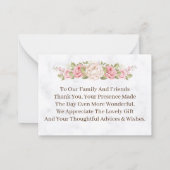 バラエレガントフラワーカスタムウェディングサンキュー ノートカード (裏面)