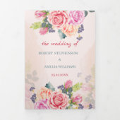 バラエレガントフラワーカスタムウェディング 三つ折り招待状 (カバー)