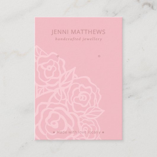 バラエレガントフラワーサーモンピンクイヤリングディスプレイ 名刺 (正面)