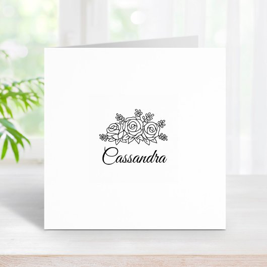 バラエレガントフラワーズブーケ名前をカスタムする1x1 ラバースタンプ