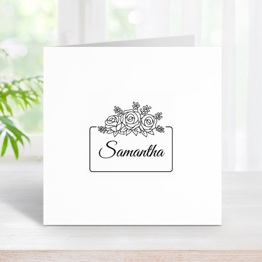 バラエレガントフラワーブーケフレーム名前をカスタムする1x1 ラバースタンプ