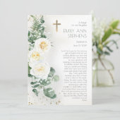 バラエレガントフローラガールバプテスマ祈りの言葉カード 招待状 (スタンド正面)