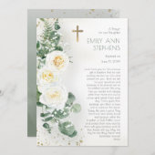 バラエレガントフローラガールバプテスマ祈りの言葉カード 招待状 (正面/裏面)