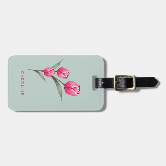 バラエレガントフローラシックスタイリッシュグリーンラゲージタグ ラゲッジタグ (正面横)