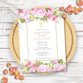 バラエレガントフローラバプテスマ《キリスト教》洗礼式や命名式 招待状