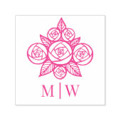 バラエレガントフローラブーケカップルイニシャル セルフインキングスタンプ (デザイン)