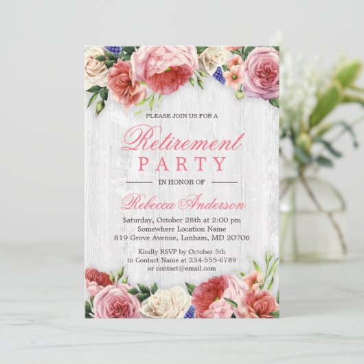 バラエレガントフローラ素朴木材廃棄パーティー 招待状 (スタンド正面)