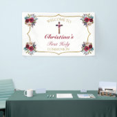 バラエレガントフローラ金ゴールドファーストホーリーコミュニオン 横断幕 (トレードショー)