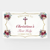 バラエレガントフローラ金ゴールドファーストホーリーコミュニオン 横断幕 (横)