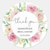 バラエレガントブライダルシャワーありがとう ラウンドシール (正面)