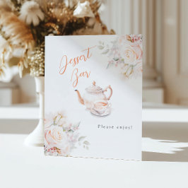 バラエレガントブライダルティーパーティーデザートバー 台座サイン