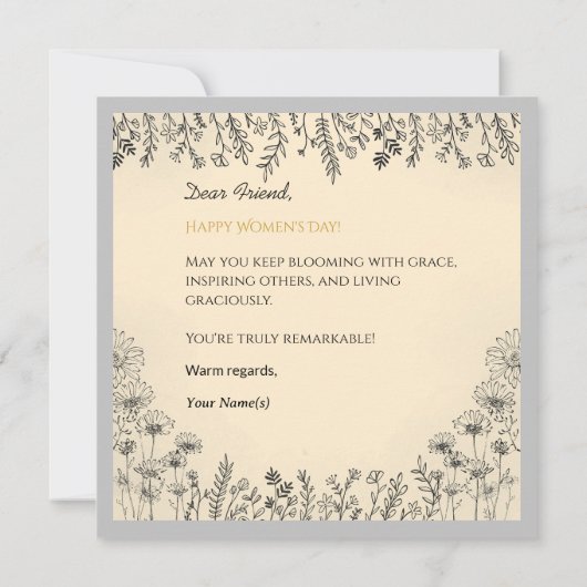 バラエレガントヘア開花イングレースウィメンズデイピーチ ノートカード (裏面)