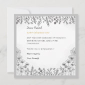 バラエレガントヘア開花グレースウィメンズデイホワイト ノートカード (裏面)