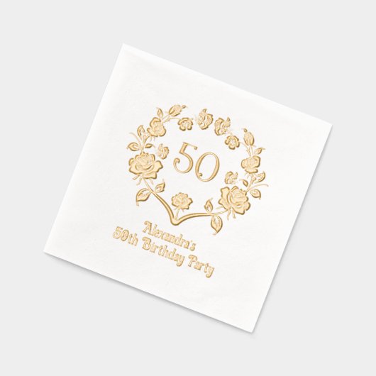 バラエレガントリースフレーム誕生日パーティー 箔ナプキン (左)