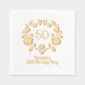 バラエレガントリースフレーム誕生日パーティー 箔ナプキン (正面)