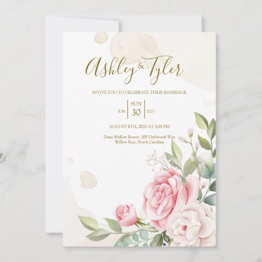 バラエレガントロマンフローラ結婚ズ 招待状 (裏面)