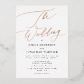 バラエレガント伝統的金ゴールド結婚書道 箔招待状 (正面)