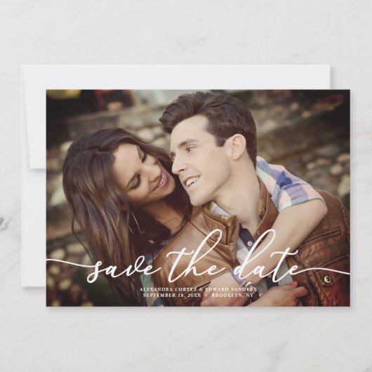 バラエレガント写真が日付を保存 招待状 (正面)