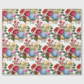 バラエレガント及びアジサイフローラ工芸品又はギフト ラッピングペーパー (フラット)