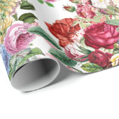 バラエレガント及びアジサイフローラ工芸品又はギフト ラッピングペーパー (ロールコーナー)