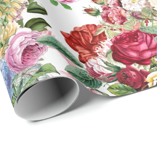 バラエレガント及びアジサイフローラ工芸品又はギフト ラッピングペーパー (ロールコーナー)