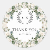バラエレガント庭園の結婚式サンキュー ラウンドシール (正面)