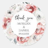 バラエレガント庭園の結婚式サンキュー ラウンドシール (正面)