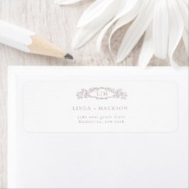 バラエレガント植物紋章モノグラ結婚ム ラベル