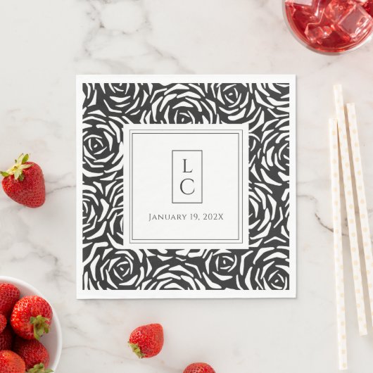 バラエレガント白黒紙ナプキン スタンダードランチョンナプキン (インサイチュ)