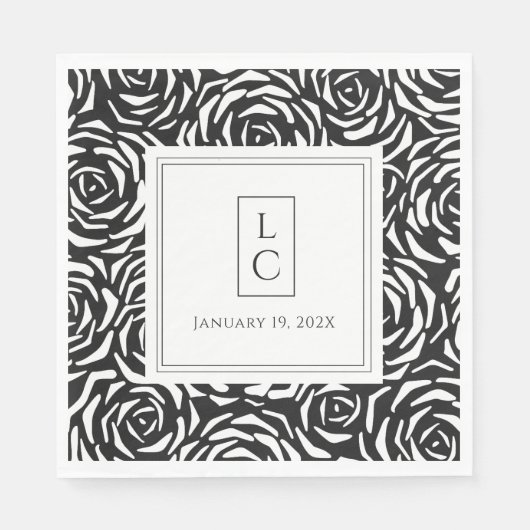 バラエレガント白黒紙ナプキン スタンダードランチョンナプキン (正面)