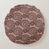 バラエレガント色シダの葉丸い枕 ラウンドクッション (正面)