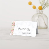 バラエレガント花カスタム結婚式テーブル プレイスカード (裏面)